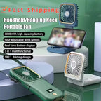 Airlio Foldable USB Fan 3000mAh | 4-Level Air Cooler | Hand, Table & Neck Fan | Power Bank Function | 180° Rotatable