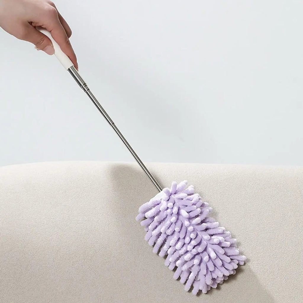 DUSTELLA Telescopic Duster | Extendable up to 80 cm | Microfiber Chenille & Stainless Steel Handle – For Ceiling, Furniture & Corners