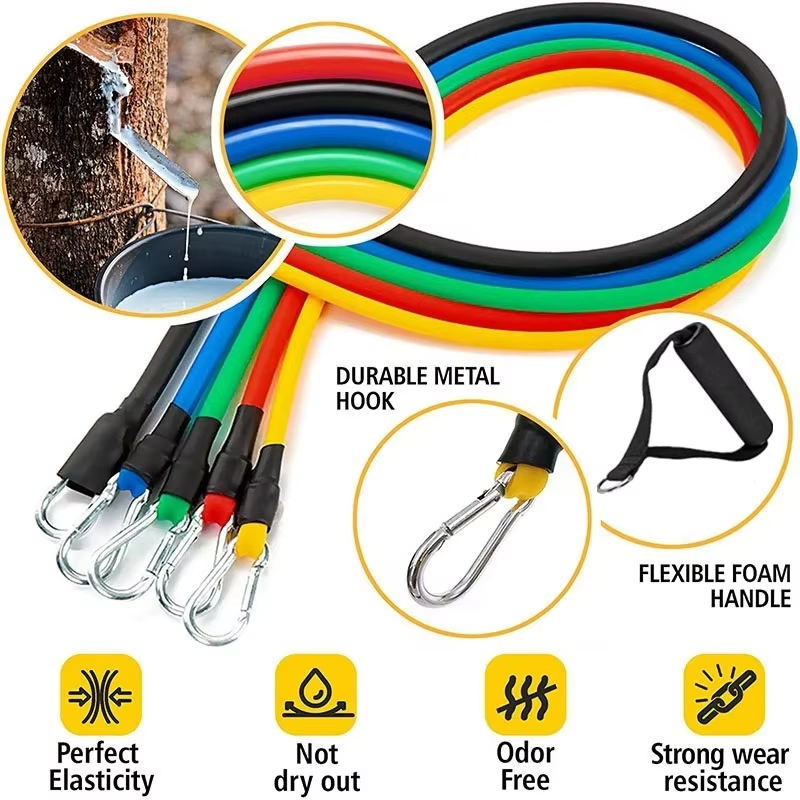 11-Piece TPE Resistance Band Set with Handles, Door Anchor, Ankle Straps, Carry Bag