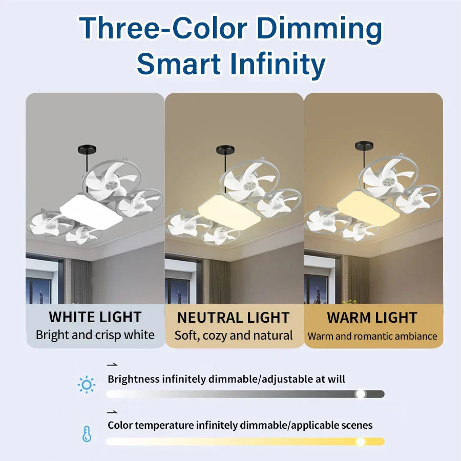 Summer Cool Multi-Propeller Modern LED Ceiling Fan