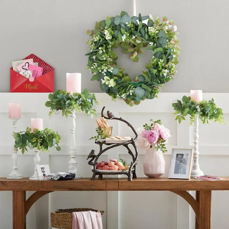 EverLeaf | Eucalyptus Wreath with Artificial Flowers | Handcrafted Decoration for Christmas, Wedding & Home