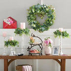 EverLeaf | Eucalyptus Wreath with Artificial Flowers | Handcrafted Decoration for Christmas, Wedding & Home