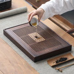 Chinese Tea Tray with Water Storage Box Durable Simple Drainage Type Plate Tea Serving Tray for Teahouse Home Household Office