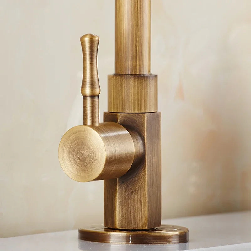 Elegant Swan Neck Kitchen Faucets made of Antique Brass