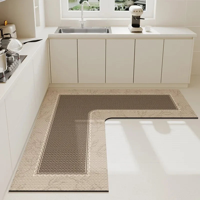 L-Shaped Diatomaceous Earth Floor Mat with Non-Slip Base