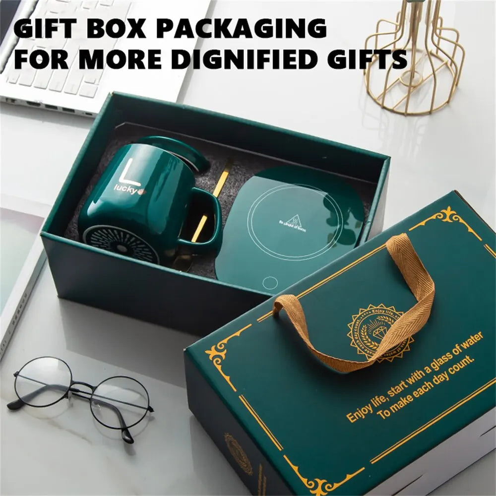 Smart Ceramic Mug Heater Cup Coaster Warmer Thermostat Coffee Heating Electric Mug Set Milk Tea Heating Water Home Office Gift