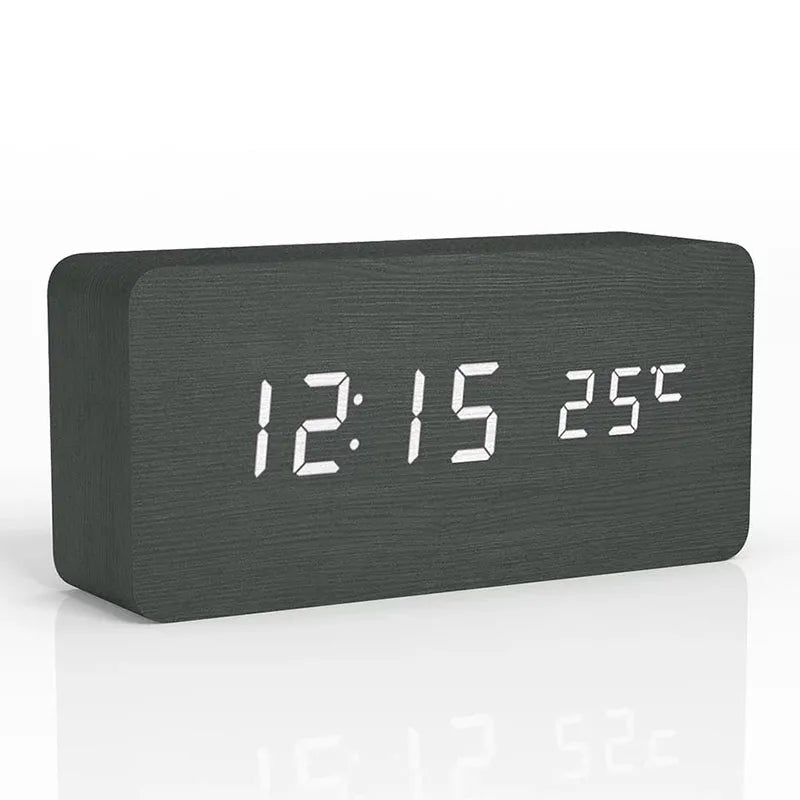 Digital alarm clock made of wood | LED display | Modern design | Silent | Eco-friendly