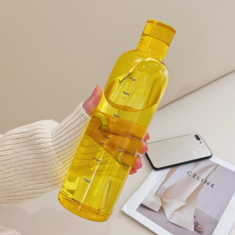 Time-Scale Water Bottle with Spill-Proof Lid