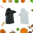 Cute Embracing Ghosts Black and White Ceramic Salt and Pepper Mill