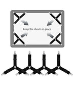GRIPFIX Fitted Sheet Holder Set | 4-Pack Triangular Bed Sheet Straps | Adjustable & Non-slip – For Mattresses, Table Covers & Covers