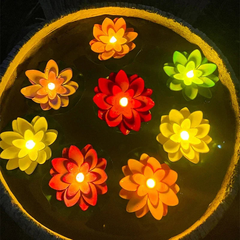 GlowLotus Solar Lotus Lamp | Water Sensor | Warm White Light for Pond & Garden
