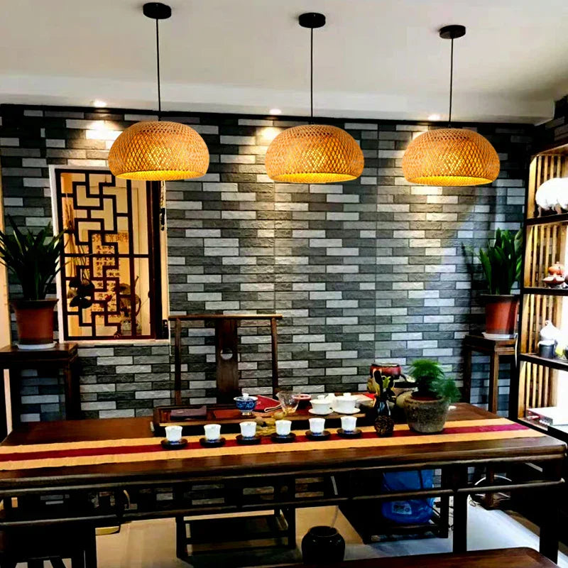 Luxora Handwoven Bamboo Pendant Light - Eco-friendly Ceiling Lamp