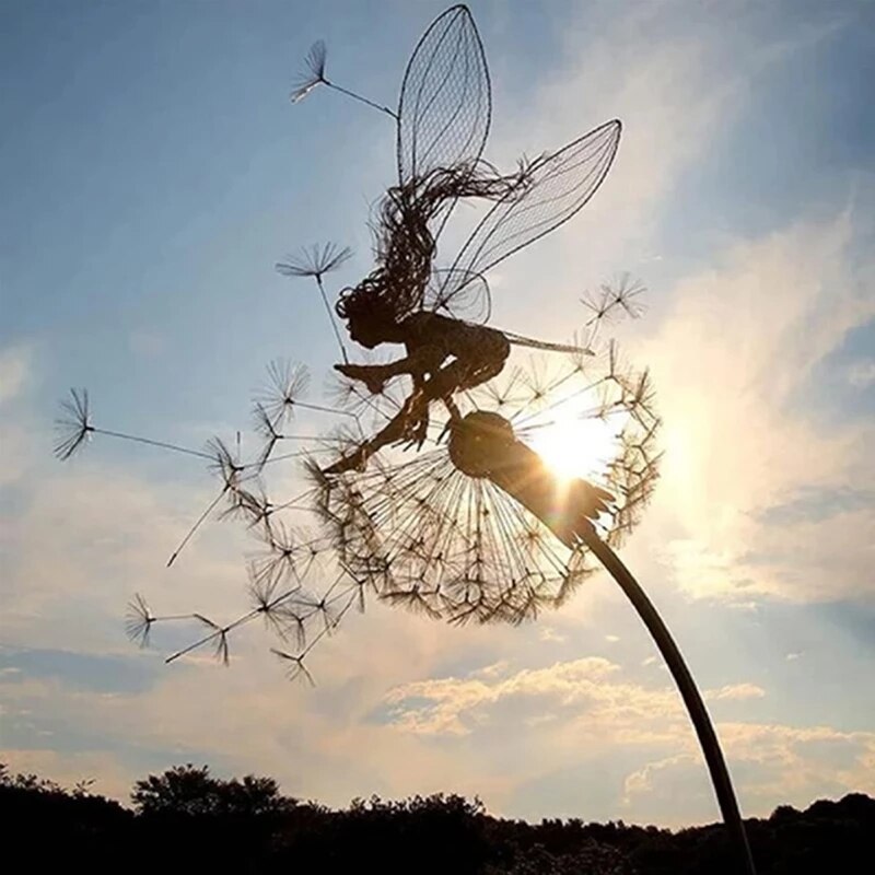 Fairy on a milk thread art sculpture