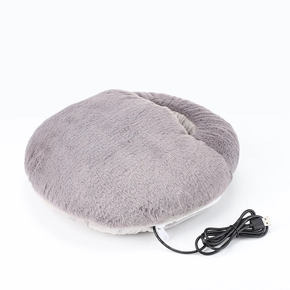 Fluffy heated foot warmers | Cozy heated foot cushion
