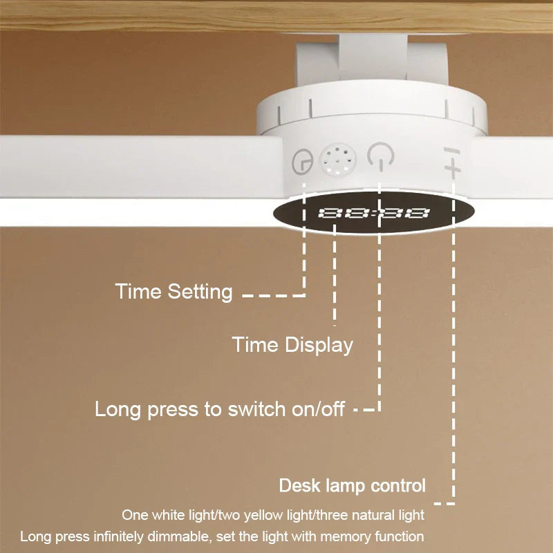 LED Desk Lamp ClarioMag | With Clock & Alarm | Magnetic & USB Rechargeable | Steplessly Dimmable | 35 cm