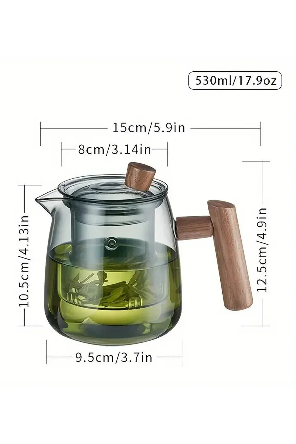 Wood Handle Glass Teapot