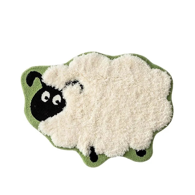 Fluffy Sheep Shaped Bedroom Bedside Rug
