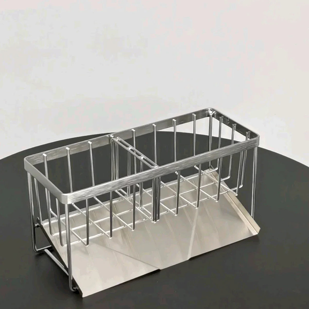 SteelNest | Sink organizer made of stainless steel | Sponge & soap holder with drip tray | 21×8.2×10 cm