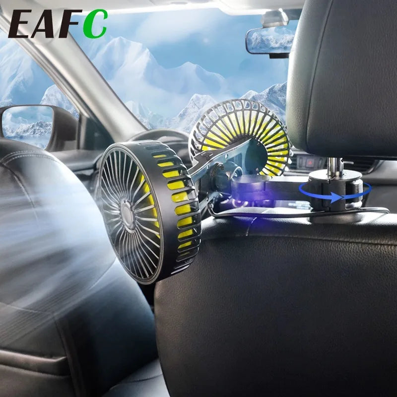Auto Cooling Fan AIRCURA DUO | 3 Speeds | USB Charging | 360° Rotatable | For Backseat & Headrest