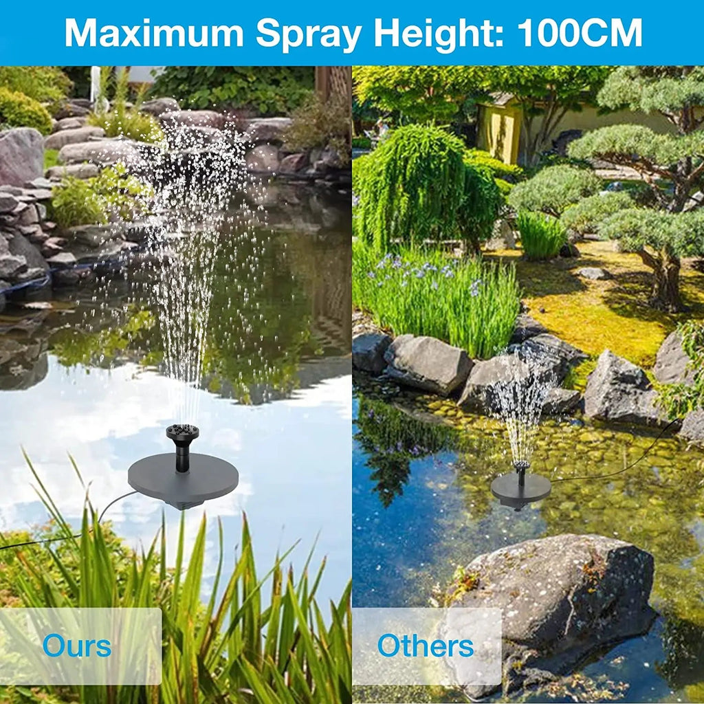 Solar-Fountain AquaViva 9W | DIY set with nozzles & water hose | For bird bath, pond & garden | 180 L/h delivery rate
