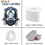 Full Face Respirator Mask with Anti-Fog Lens and Industrial Gas Filters