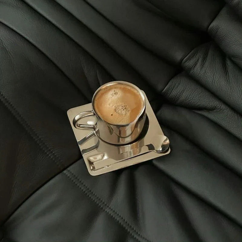 Stainless Steel Coffee Cup and Tray
