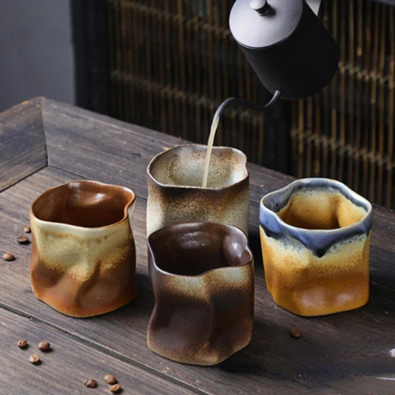 Irregular twisted shape cup 9.47 ounces/280 ml ceramic coffee tea cup without handle polychromatic creative ceramic mugs coffee mugs retro