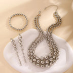 Bold Triple Stack Dangle Earrings, Necklace, Bracelet Set