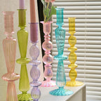 Ribbed Glass Candleholders - Pastel