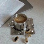 Stainless Steel Coffee Cup and Tray