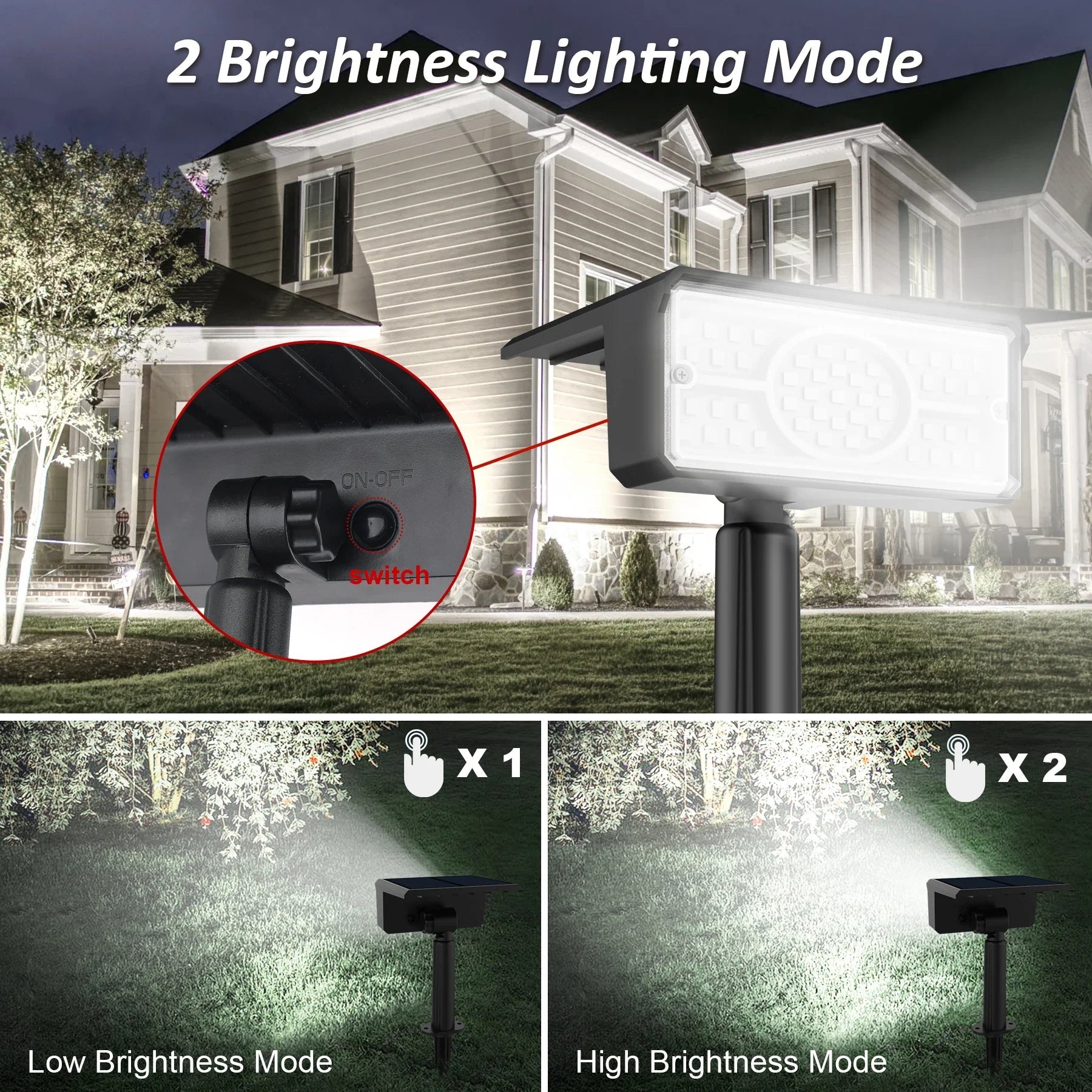 Solara LED Solar Spotlight | 4 Light Colors | 49 LEDs | IP65 Waterproof | Energy Saving with Solar Panel