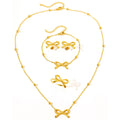 Feminine Bow Satellite Chain Necklace, Bracelet, Earrings, and Ring Set