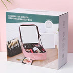 LED Mirror Travel Makeup Organizer Bag