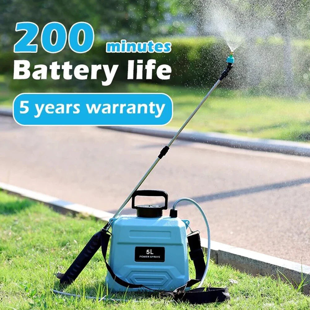 SPRAYMATE Pro Battery Pressure Sprayer | 5 L Shoulder Spray Bottle | USB Charging & Adjustable Nozzle | For Garden, Cleaning & Weed Control