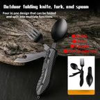 TrailTool 3-in-1 Cutlery | Foldable & Durable | Stainless Steel with Handle | For Camping & Outdoor
