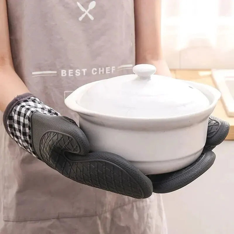 ThermoGrip Silicone Kitchen Glove | Heat Resistant up to 250 °C | Non-Slip & Extended | Anti-Scald Protection for Oven & Grill