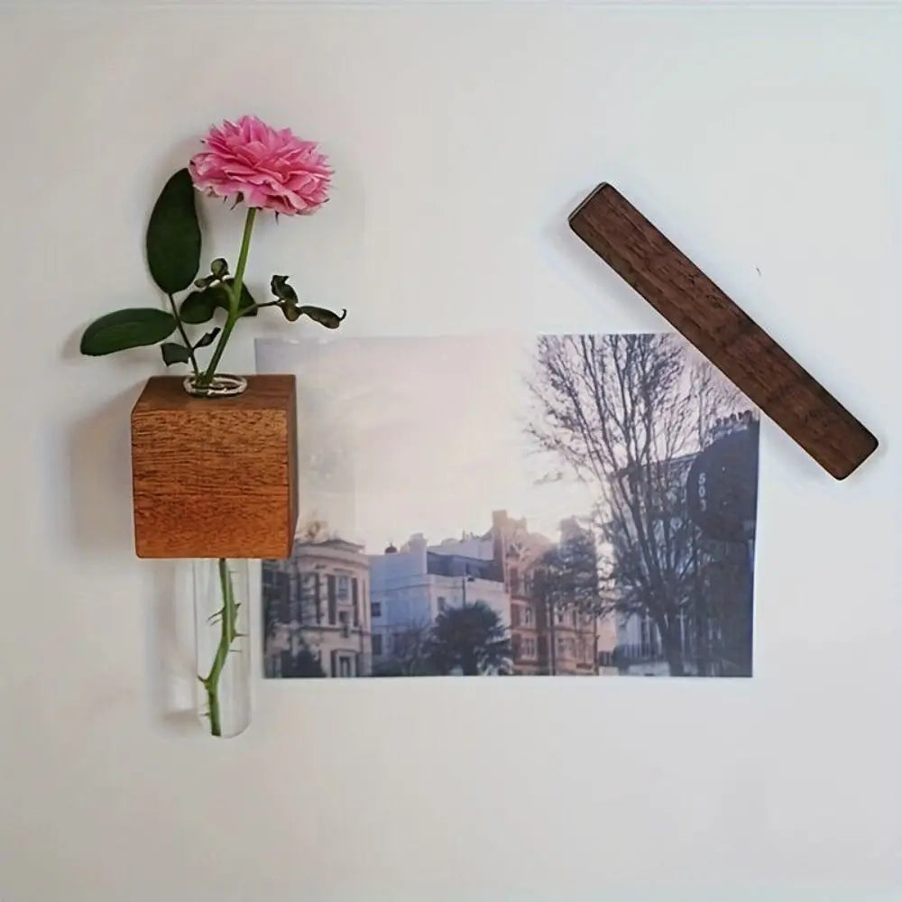 Wooden Magnetic Flower Tube Vase