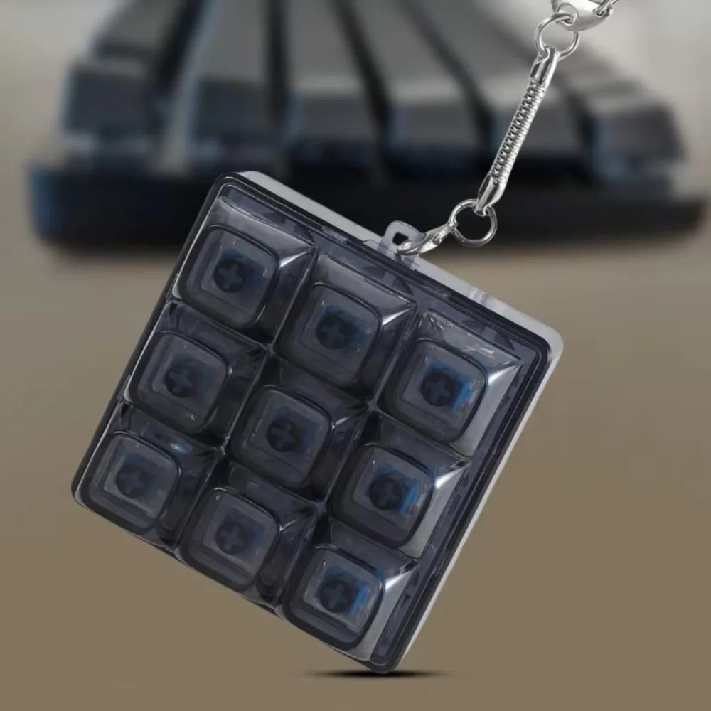 Mechanical Cube Click Fidget Keychain