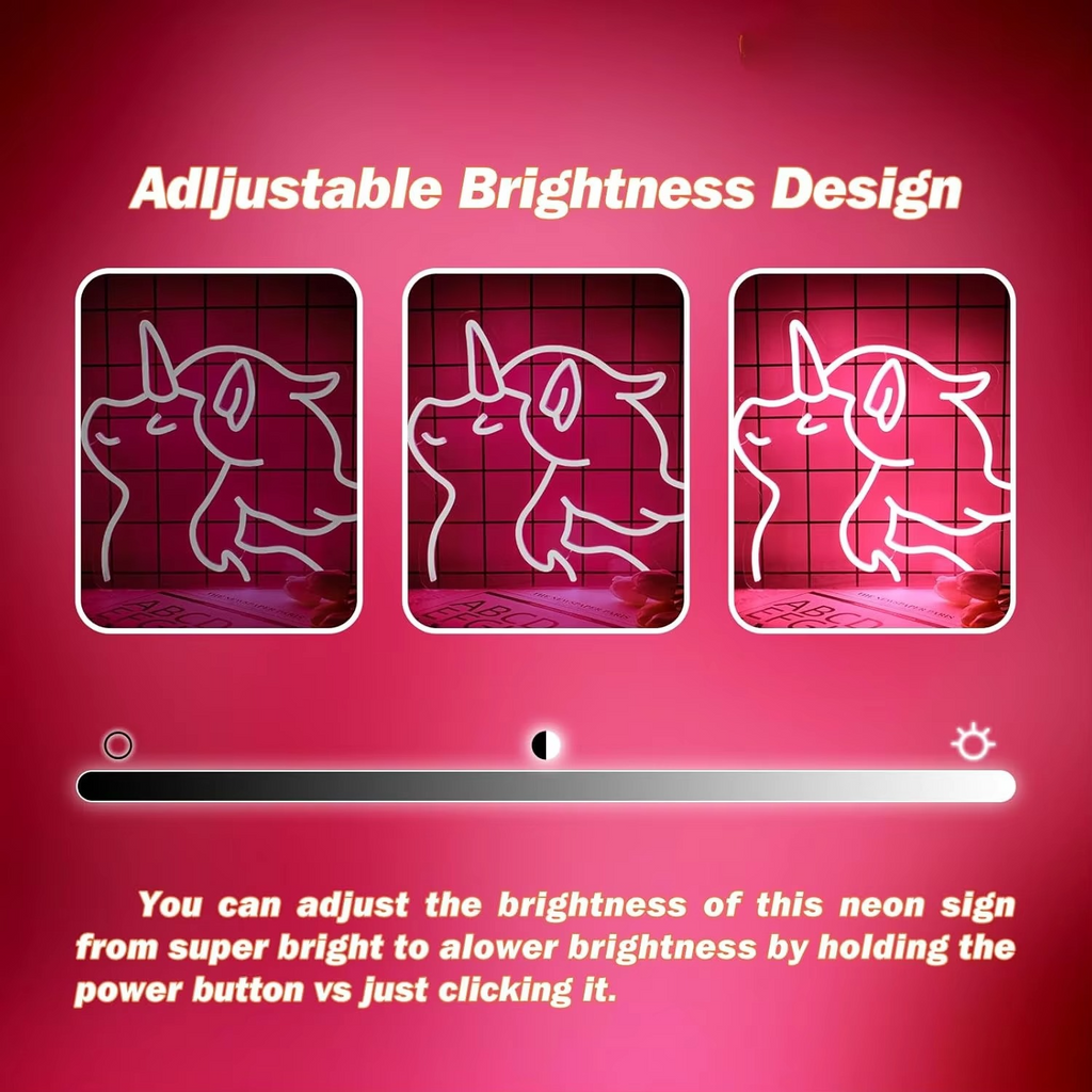 Charming Unicorn LED Neon Light – Adjustable Brightness for Perfect Room Ambiance