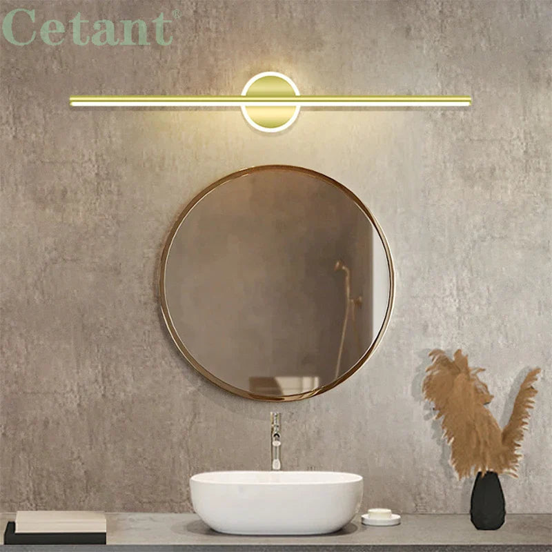 LED Wall Light LineaLux | Black & Gold | 40/60/80 cm | Warm, Cold & Three-Color Light | Modern Mirror & Wall Lighting