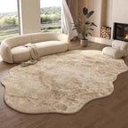 Irregular Polyester Plush Rug with Machine-Washable Surface for Bedroom and Living Room