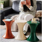Nordic Plastic Side Table with Thick Hourglass Design