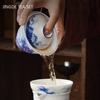PorceVive Gaiwan Tea Cup | Handcrafted Porcelain with Landscape Pattern | Chinese Tea Set with Lid