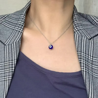 Blue Evil Eye Clavicle Necklace in Stainless Steel