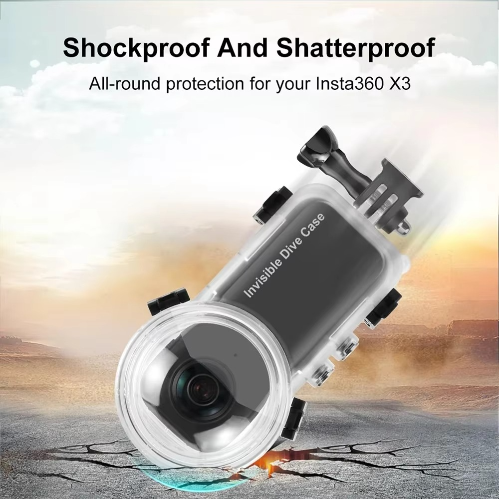 Invisible Waterproof Dive Case for Insta360 X3 - 164 ft Underwater Housing Shell
