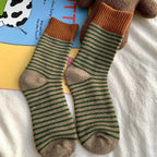 WollHerz Women's Wool Socks | Autumn & Winter | Thick & Warm | Ribbed Design | Solid & Stripes