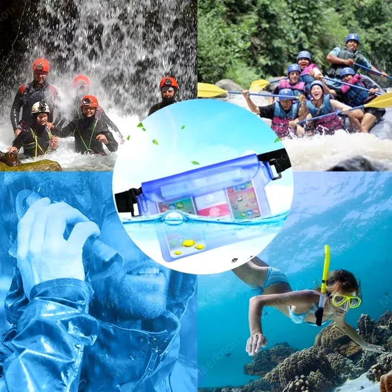 Waterproof Hip Bag AquaSafeX | 3-fold Sealing | Transparent Dry Bag for Smartphone & Valuables | Adjustable Strap