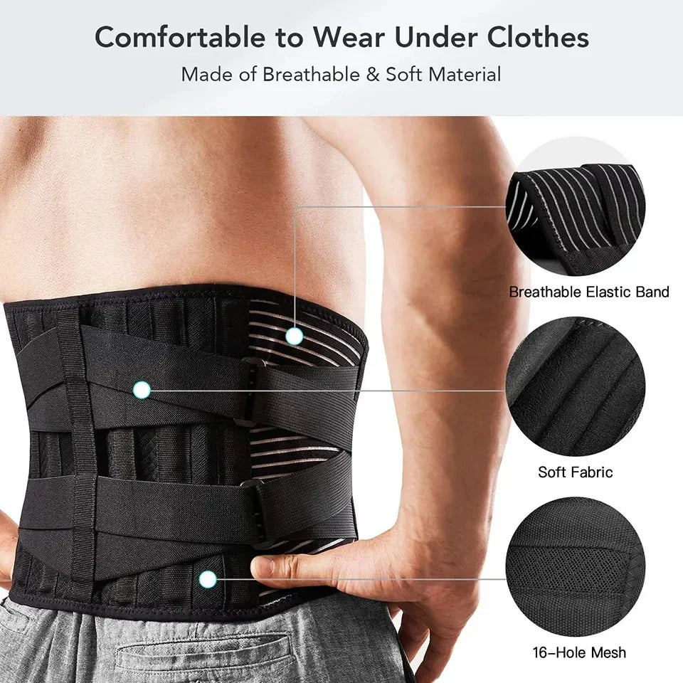 Breathable Lumbar Support Band with 360° Support and Memory Aluminum