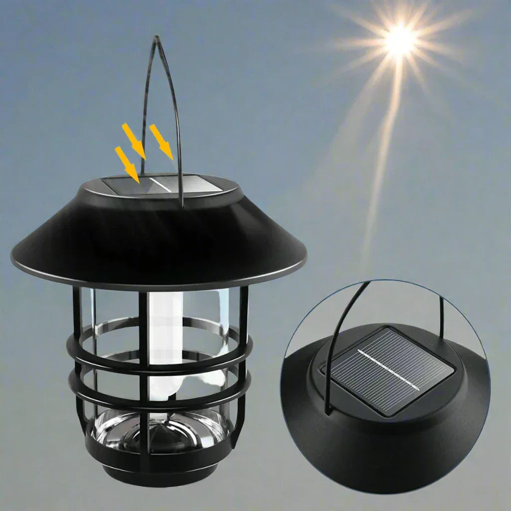 Solar Wireless Waterproof Flickering Sun Flame Lantern Light | - WallLant