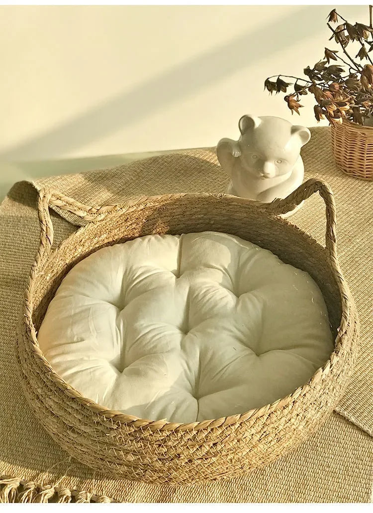 Rattan cat bed handwoven & washable
